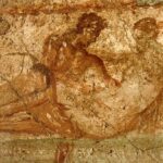 Erotic fresco, Lupanar, Pompeii.